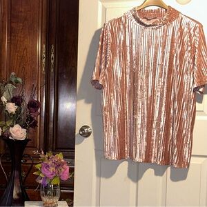 Loft Plus Velvety Velour Mock Turtleneck /Rose Pink